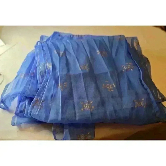 Vintage Lot 8 Chiffon Sheer Scarfs Royal Blue 12" x 68"  Bureau Curtains Crafts - Picture 6 of 8